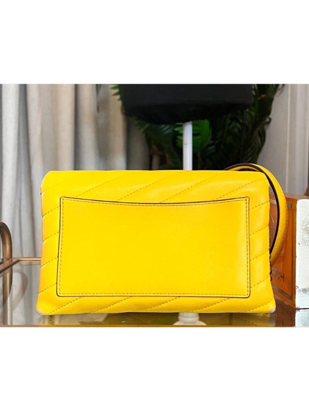 *** Authentic Tory Burch Yellow Quilted Leather Kira Crossbody - Picture 3 of 14